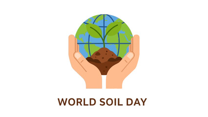 World Soil Day Icon Hands Holding Earth Globe with Sprout for Agriculture and Environmental Protection Concept