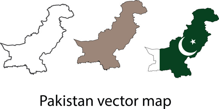 High resulation vector map of pakistan on white isolated background