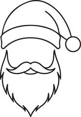 Santa Claus Beard and Hat Outline Silhouette