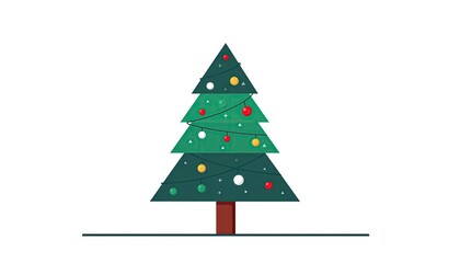 Festive Christmas Tree Illustration with Ornaments and Decorations.
