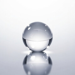 투명 유리 수정구의 전면 촬영 사진