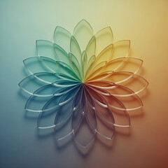 유리 공예로 만든 무지갯빛 꽃잎