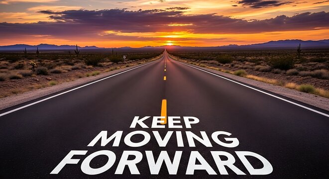Road to Success - Keep Moving Forward with Sunset View.