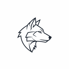 Stylized wolf head profile vector illustration, a modern and geometric animal mascot logo