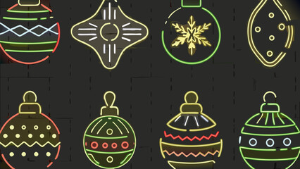 Festive neon Christmas ornament collection brings holiday cheer & sparkle to seasonal designs, adding playful retro touch