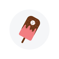 Ice cream candy bar with kawaii face icon