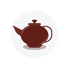 Brown teapot flat icon vector