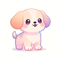 Ilustrasi vektor anak anjing pastel yang lucu, anjing kartun kawaii