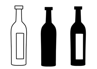 set of wine bottles on white background