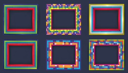 Colorful Square Frames with Various Decorative Designs.