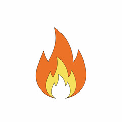 Simple Illustration of a Burning Flame with Orange and Yellow Colors