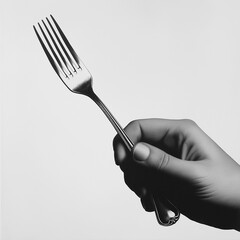 Elegant hand holding a fork ready for a delicious meal, creating anticipation and culinary delight