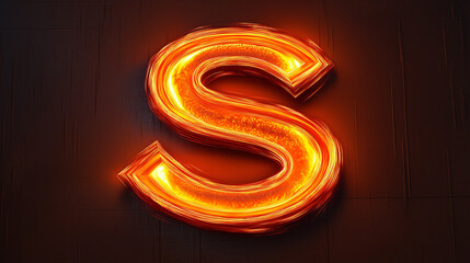 Glowing letter S design element, fiery typography for branding or signage, vibrant and captivating