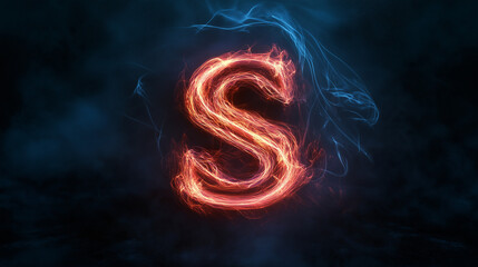 Stunning fiery letter S logo design, modern elegant alphabet initial, glowing vibrant energy concept