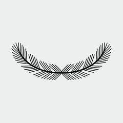 Obraz premium Black Line Art of a Curved Pine Branch Garland black and white