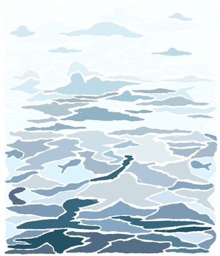 Contemporary abstract painting of the Balinese sea