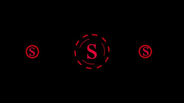 Three Red Letter S Logos Arranged Horizontally With a Central Circular Graphic Element image photo