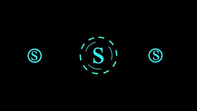 Three Cyan Letter S Logos Arranged Horizontally With a Central Circular Graphic Element blue turquoise