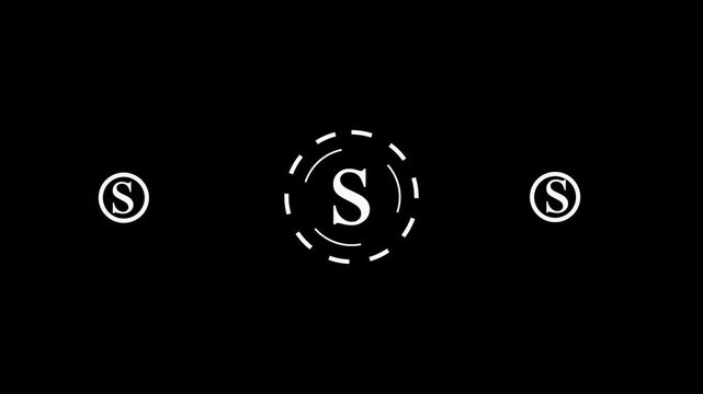 Three White Letter S Logos Arranged Horizontally With a Central Circular Graphic Element image photo
