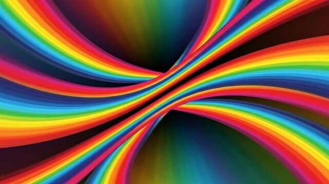 Abstract Swirling Rainbow Color Lines with Dark Background Geometric Texture Design Graphic