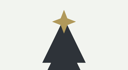 Minimalist Christmas Tree Gold Star