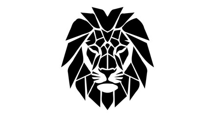 Black Geometric Lion Head Vector