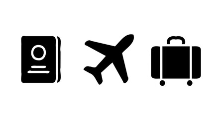 Minimalist Black Travel Icons Set
