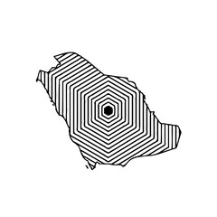 Saudi Arabia Map Concentric Hexagon Design