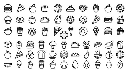 Minimalist Food and Drink Line Icons