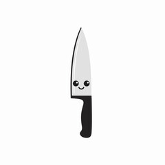 Cute cartoon chef knife with a happy face, vector illustration