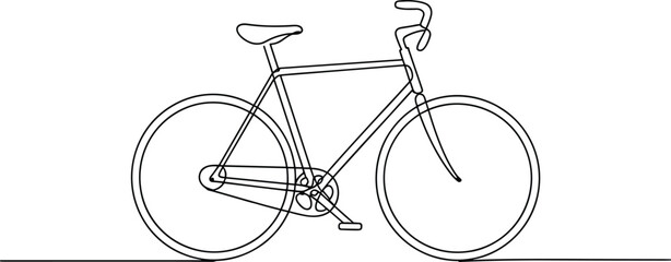 Black line art bicycle on white background bike transport