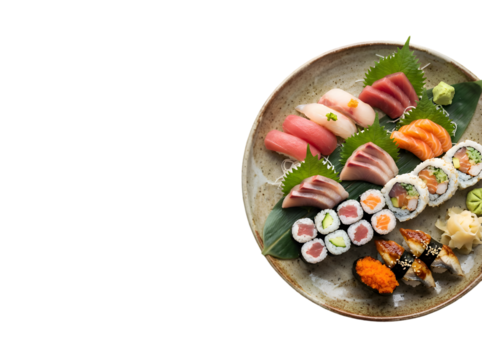 A Delicious and Artistic Arrangement of Sushi Delight Featuring Varied Styles and Flavors