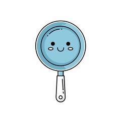 A cheerful kawaii frying pan character with a happy smiling face, isolated vector illustration for cooking
