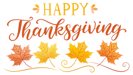 Autumn leaves frame a Happy Thanksgiving message