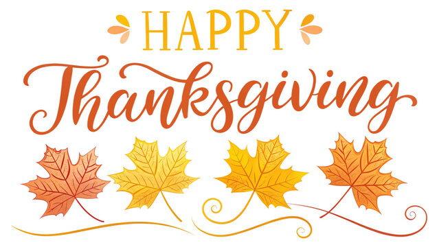 Autumn leaves frame a Happy Thanksgiving message - Powered by Adobe