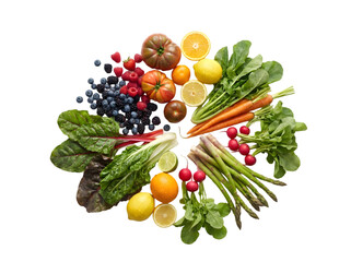 Vibrant Arrangement of Fresh Fruits and Vegetables Showcasing Bountiful Harvest and Healthy Eating Choices