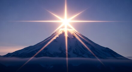 Radiant Summit A Starburst of Light Over Majestic Mountain Peak