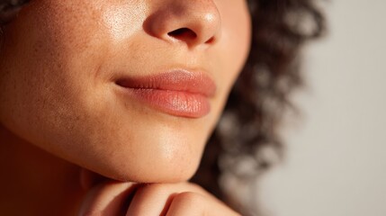 Close up of glowing skin care moment,skincare