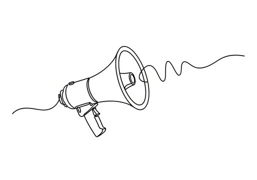 Line art megaphone with sound wave emanating illustration