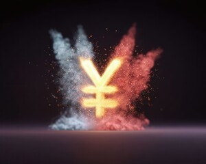 Exploding charts behind clashing exchange symbols, Currency Clash