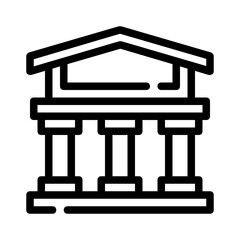 Black outlined building icon with pillars. Suitable for architectural designs, real estate logos, and construction business graphics. Modern and professional.
