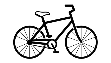 Naklejka premium Black Bicycle Silhouette Vector Icon, Sport Commuter Bike Symbol on Isolated White Background