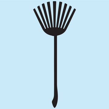 hand rake icon on white background Black silhouette flat icon outline icon and colored icon style. 1x3 grid. three minimal vector icon style .centered composition clear white space around