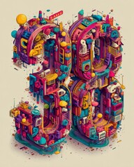 Fototapeta premium Colorful Three-Dimensional Number Design for Modern Concepts
