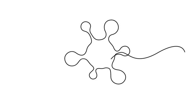 Minimalist style molecule single line art drawing animation