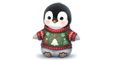 Cute Penguin in a Christmas Sweater Holiday Cheer and Winter Fun