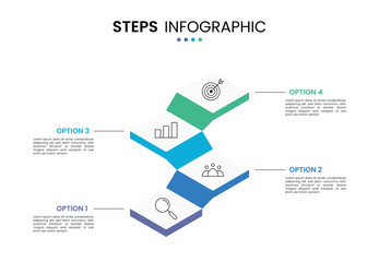 4 step stairs diagram isometric infographic element design for business timeline. Presentation template ladder elements
