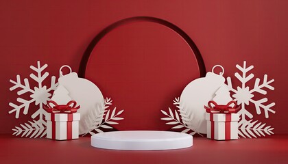 Festive Christmas Holiday Scene with Gifts and Decorations.