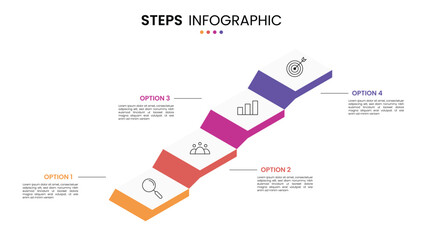 4 step stairs diagram isometric infographic element design for business timeline. Presentation template ladder elements