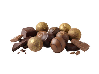 Delightful Assortment of Gourmet Chocolate Treats Including Dark, Milk, and Gold-Flecked Confections